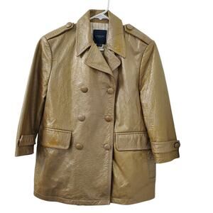 Gryphon NYC Pearlized Leather Crop Peacoat (L)